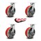 Service Caster 10'' Heavy Duty Red Poly on Cast Iron Swivel Caster Set with Brakes, 4PK CRAN-SCC-KP92S1030-PUR-RS-SLB-4 - alternate 3